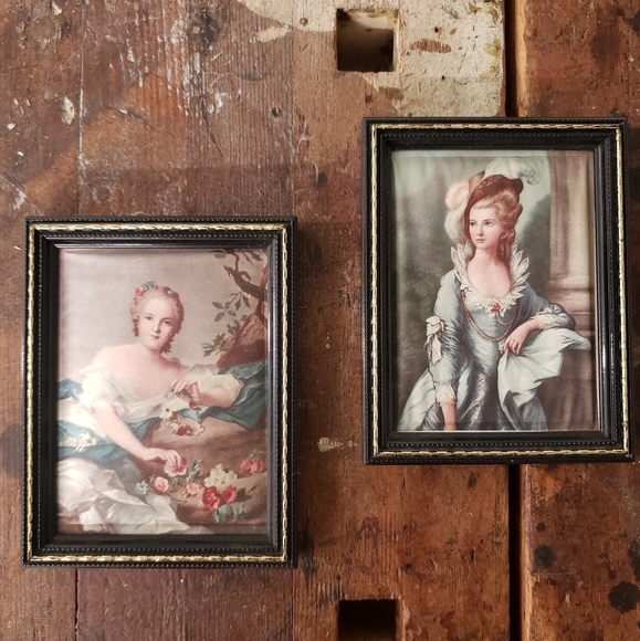 VINTAGE 70s Reproduction Miniature Silk Portraits Anne Henriette Mrs Mary Graham - Picture 3 of 7
